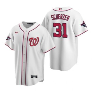 Men's Max Scherzer Washington Nationals Cool Base Jersey White World Series Champions White WS