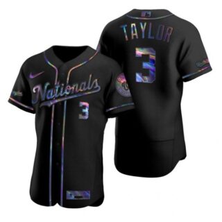 Men's Michael A. Taylor Washington Nationals Flex Base Jersey Black Golden Black Holographic