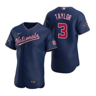 Men's Michael A. Taylor Washington Nationals Flex Base Jersey White Gold World Series Champions Navy WS