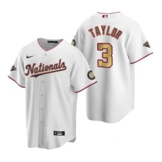 Men's Michael A. Taylor Washington Nationals Cool Base Jersey White Gold World Series Champions White Gold WS