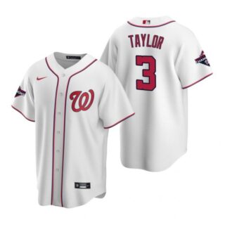 Men's Michael A. Taylor Washington Nationals Cool Base Jersey White Gold World Series Champions White WS