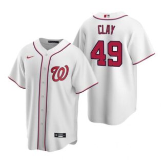 Men's Sam Clay Washington Nationals Cool Base Jersey Navy White Home
