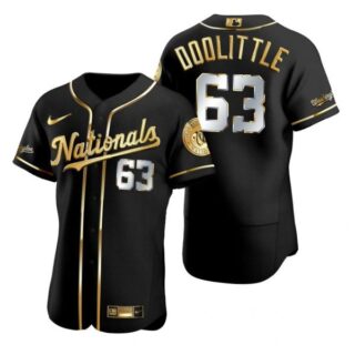 Men's Sean Doolittle Washington Nationals Flex Base Jersey Black Golden Black Golden