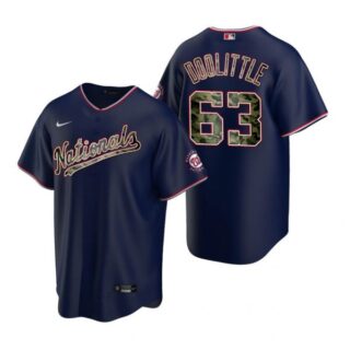 Men's Sean Doolittle Washington Nationals Cool Base Jersey Red Navy 2021 Memorial Day