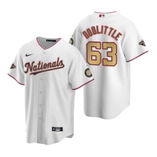 Men's Sean Doolittle Washington Nationals Cool Base Jersey White World Series Champions White Gold WS