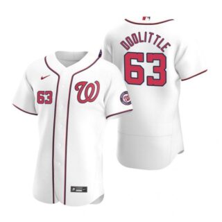 Men's Sean Doolittle Washington Nationals Flex Base Jersey Black Golden White Home