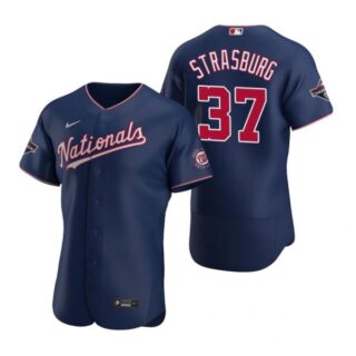 Men's Stephen Strasburg Washington Nationals Flex Base Jersey White Gold World Series Champions Navy WS