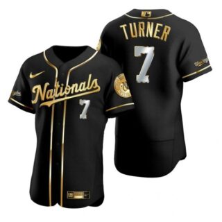 Men's Trea Turner Washington Nationals Flex Base Jersey Black Golden Black Golden