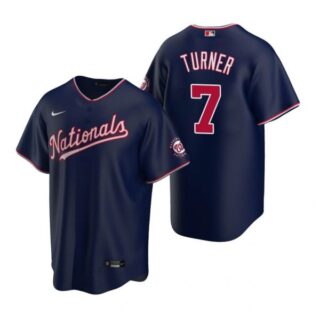 Men's Trea Turner Washington Nationals Cool Base Jersey White Home Navy