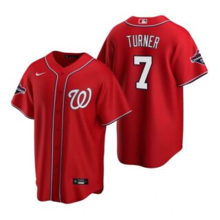 Men's Trea Turner Washington Nationals Cool Base Jersey Navy World Series Champions Red WS