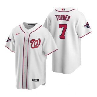 Men's Trea Turner Washington Nationals Cool Base Jersey Navy World Series Champions White WS