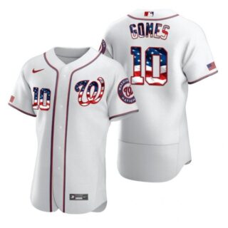 Men's Yan Gomes Washington Nationals Flex Base Jersey Black Golden White Stars