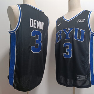 Men's BYU Cougars #3 Egor Demin Black 2024 Stitched Jersey