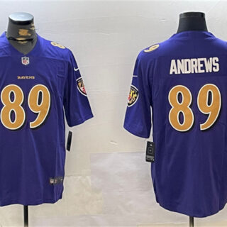 Men's Baltimore Ravens #89 Mark Andrews Purple Gold Vapor Untouchable Limited Football Jersey