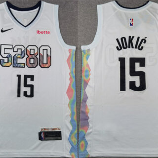 Men's Denver Nuggets #15 Nikola Jokić White 2024 25 City Edition Stitched Basketball Jersey