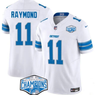 Men's Detroit Lions #11 Kalif Raymond White 2024 NFC North Champions F.U.S.E. Vapor Limited Stitched Jersey