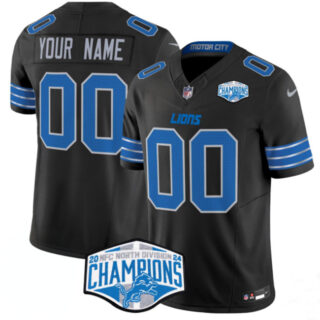 Men's Detroit Lions Active Player Custom Black 2024 NFC North Champions F.U.S.E. Vapor Limited Stitched Jersey