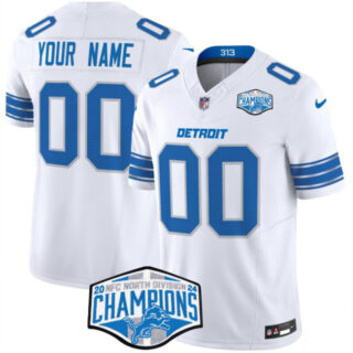 Men's Detroit Lions Active Player Custom White 2024 NFC North Champions F.U.S.E. Vapor Limited Stitched Jersey