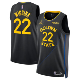 Men's Golden State Warriors #22 Andrew Wiggins Black 2024 25 Statement Edition Stitched Basketball Jersey