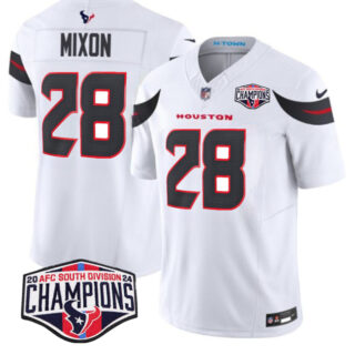 Men's Houston Texans #28 Joe Mixon White F.U.S.E. 2024 AFC South Division Champions Vapor Limited Stitched Football Jersey