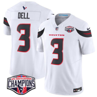 Men's Houston Texans #3 Tank Dell White F.U.S.E. 2024 AFC South Division Champions Vapor Limited Stitched Football Jersey