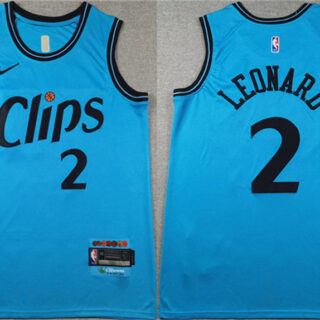 Men's Los Angeles Clippers #2 Kawhi Leonard Light Blue 2024 City Edition Stitched Jersey