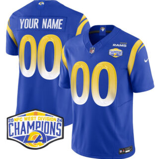 Men's Los Angeles Rams Active Player Custom Blue 2024 NFC West Champions F.U.S.E. Vapor Untouchable Stitched Football Jersey