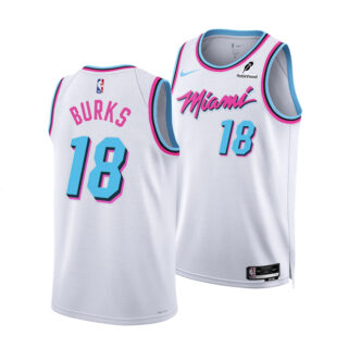 Men's Miami Heat #18 Alec Burks White 2024 25 City Edition Stitched Basketball Jersey