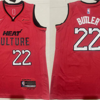 Men's Miami Heat #22 Jimmy Butler Red 2024-25 City Edition Stitched Basketball Jersey