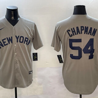 Men's New York Yankees #54 Aroldis Chapman Grey Cool Base Stitched Baseball Jersey