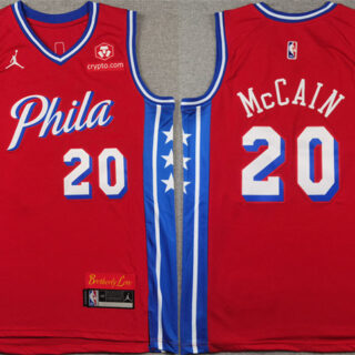 Men's Philadelphia 76ers #20 Jared McCain Red Statement Edition Stitched Jersey