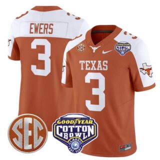 Men's Texas Longhorns Active Player Custom Orange White F.U.S.E. Cotton Bowl Patch Vapor Limited Stitched Jersey