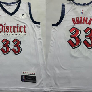 Men's Washington Wizards #33 Kyle Kuzma White Stitched Jersey