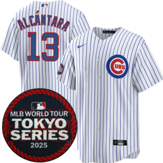 Men's Chicago Cubs #13 Kevin Alcantara White 2025 World Tour Tokyo Series Home Stitched Baseball Jersey