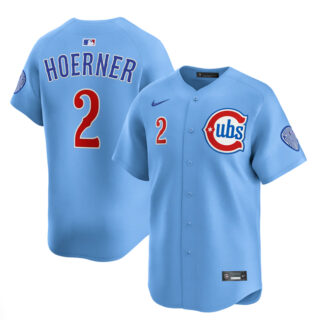 Men's Chicago Cubs #2 Nico Hoerner Blue 2024 25 2nd Alternate Limited Stitched Baseball Jersey