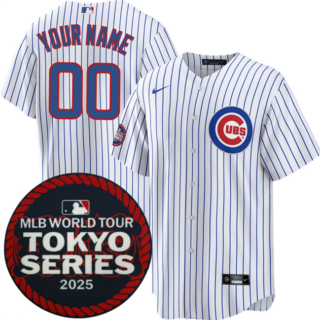 Men's Chicago Cubs Active Player Custom White 2025 World Tour Tokyo Series Home Stitched Baseball Jersey