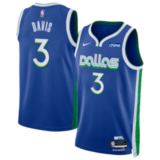 Men's Dallas Mavericks #3 Anthony Davis Blue 2025 City Edition Stitched Basketball Jersey