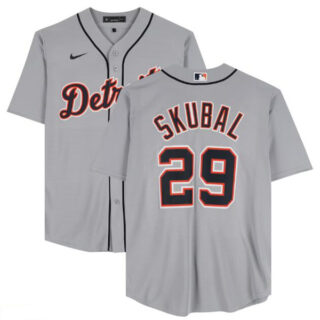 Men's Detroit Tigers #29 Tarik Skubal Grey Cool Base Stitched Baseball Jersey