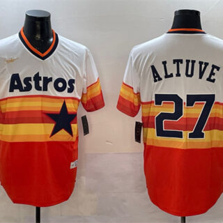 Men's Houston Astros #27 Jose Altuve Orange Rainbow Cool Base Stitched Jersey