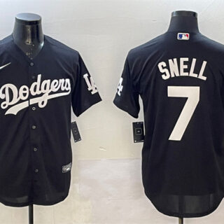 Men's Los Angeles Dodgers #7 Blake Snell Black Cool Base Stitched Baseball Jersey