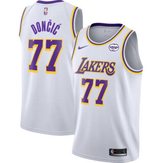 Men's Los Angeles Lakers #77 Luka Doncic White 2025 Association Edition Stitched Basketball Jersey