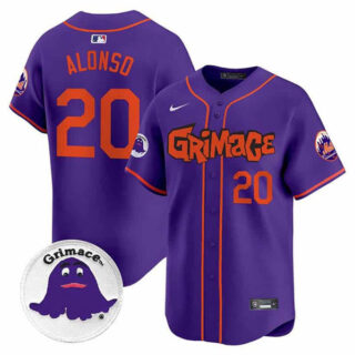 Men's New York Mets #20 Pete Alonso Purple Grimace V2 Vapor Limited Stitched Baseball Jersey