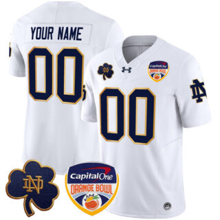 Men's Notre Dame Fighting Irish ACTIVE PLAYER Custom White F.U.S.E. 2024 Orange Bowl Patch Limited Stitched Football Jersey