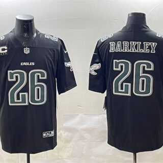 Men's Philadelphia Eagles #26 Saquon Barkley Black Fashion With 3-Star C Patch Vapor Untouchable Limited Stitched Football Jersey