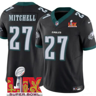 Men's Philadelphia Eagles #27 Quinyon Mitchell Black 2025 Super Bowl LIX Patch New F.U.S.E. Vapor Untouchable Limited Stitched Football Jersey