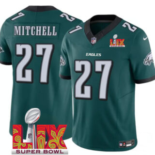 Men's Philadelphia Eagles #27 Quinyon Mitchell Green 2025 Super Bowl LIX Patch New F.U.S.E. Vapor Untouchable Limited Stitched Football Jersey