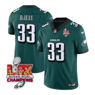 Men's Philadelphia Eagles #33 Cooper DeJean Green 2025 Eagles Logo Super Bowl LIX Patch New F.U.S.E. Vapor Untouchable Limited Stitched Football Jersey