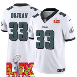 Men's Philadelphia Eagles #33 Cooper DeJean White 2025 Super Bowl LIX Patch New F.U.S.E. Vapor Untouchable Limited Stitched Football Jersey