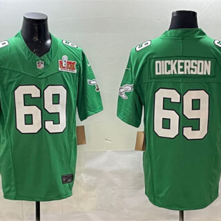 Men's Philadelphia Eagles #69 Landon Dickerson Green 2025 Super Bowl LIX Patch F.U.S.E. Throwback Vapor Untouchable Limited Stitched Football Jersey