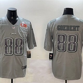 Men's Philadelphia Eagles #88 Dallas Goedert Grey 2025 Super Bowl LIX Patch Atmosphere Fashion Vapor Untouchable Limited Stitched Football Jersey